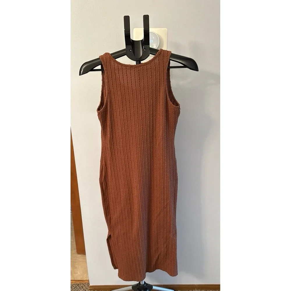 Ekouaer Women's‎ Brown Rib Knit Maternity Dress Size Small